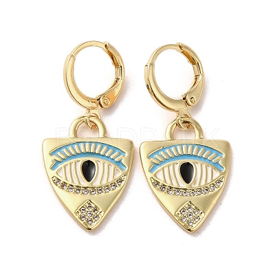 Horse Eye Real 18K Gold Plated Brass Dangle Leverback Earrings EJEW-Q797-24G-03-1