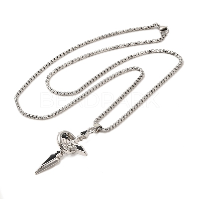 Alloy Black Enamel Ring Cross Pendant Necklaces NJEW-R001-05P-1