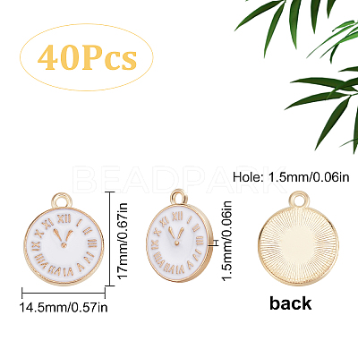 Clock Alloy Enamel Pendants ENAM-SC0003-47B-1