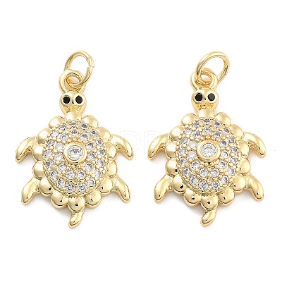 Brass Pave Clear Cubic Zirconia Pendants KK-U009-12A-G-1