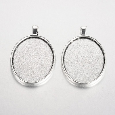 Oval Tibetan Style Alloy Big Pendant Cabochon Settings PALLOY-K109-05AS-RS-1