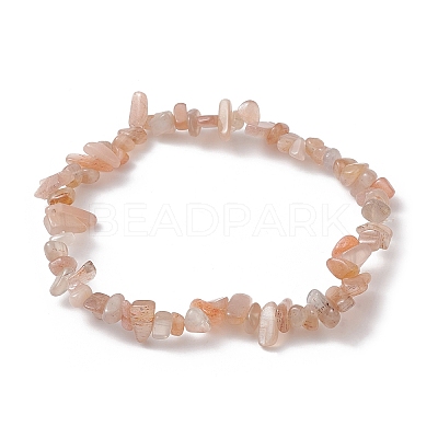 Natural Sunstone Chips Beaded Stretch Bracelets for Women BJEW-JB10046-13-1