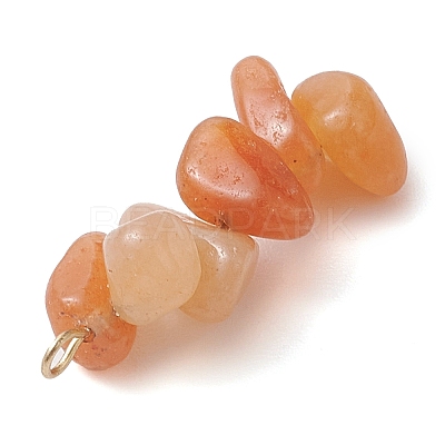 Gradient Color Natural Red Aventurine & Natural Sunstone & Natural Topaz Jade Chip Beaded Pendants PALLOY-JF02795-09-1