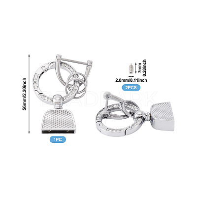 1Pc DIY Alloy Rhinestone Spring Gate Rings Keychains FIND-TA0008-54C-P-1