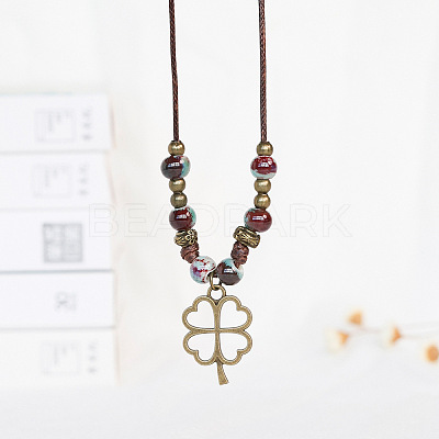 Alloy Pendant Waxed Cord Necklaces FS-WGBC2DA-11-1