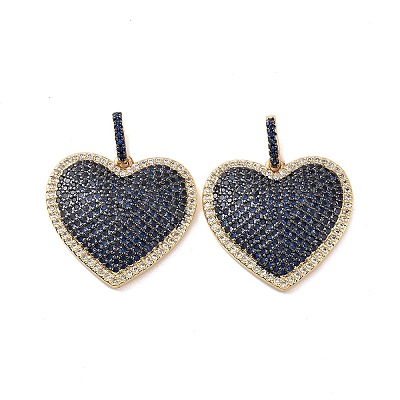 Heart Brass Micro Pave Cubic Zirconia Pendants KK-G435-04G-03-1