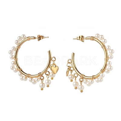 Glass Pearl Beads Stud Earrings EJEW-TA00003-1