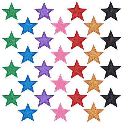 28Pcs 7 Colors Polyester Computerized Embroidery Cloth Iron on/Sew on Patches PATC-FG0003-19-1