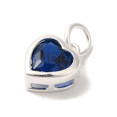 925 Sterling Silver Cubic Zirconia Heart Charms with Jump Rings FIND-U013-10S-07-1