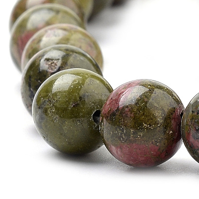 Natural Unakite Beads Strands G-S259-14-8mm-1