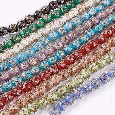 Handmade Gold Sand Lampwork Beads LAMP-K029-08-1