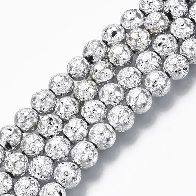 Electroplated Natural Lava Rock Beads Strands G-S352-30B-06-1