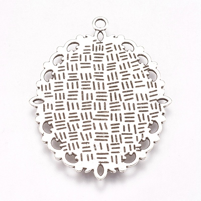 Tibetan Style Oval Pendant Cabochon Settings TIBE-473-AS-NR-1