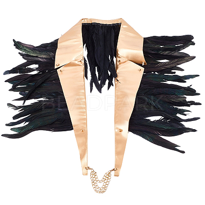 PU Leather Natural Chicken Feather Cape AJEW-WH20067-002-1