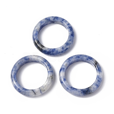 Natural Blue Spot Jasper Plain Band Ring RJEW-P044-01A-02-1