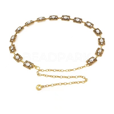Alloy Pave Clear Glass & Iron Rectangle Link Chain Waist Chain Belts for Women FS-WG548FE-05-1