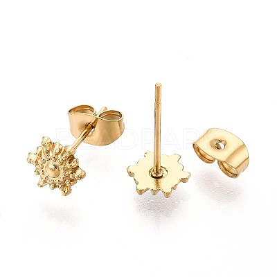 304 Stainless Steel Sun Stud Earrings for Women X-EJEW-C004-09G-1