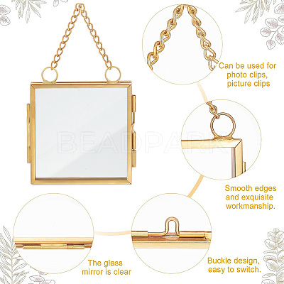Wall Hanging Brass Double Folding Picture Frames DIY-WH0283-32-1