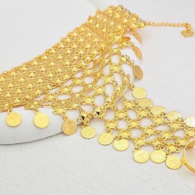 Iron Layered Coin & Flower Link Ring Bracelets for Women WS2112-1