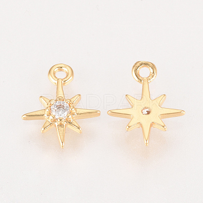 Brass Cubic Zirconia Charms ZIRC-Q002-143G-1