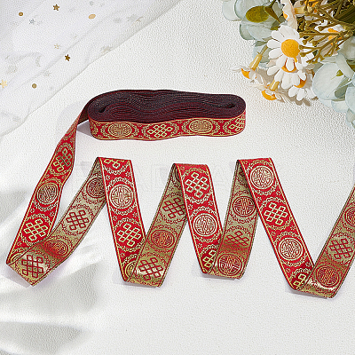 Ethnic Style Polyester Jacquard Ribbon OCOR-WH0078-478B-06-1