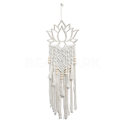 Bohemian Macrame Lotus Wood Wall Hanging Decorations PW-WG80509-01-1