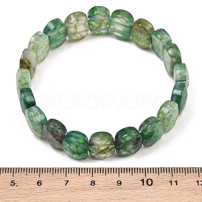 Dyed & Heated Natural Agate Oval Beaded Stretch Bracelet G-E010-01-1