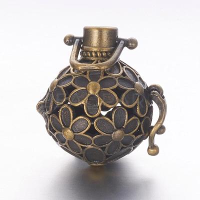Retro Brass Cage Pendants KK-K173-09AB-1