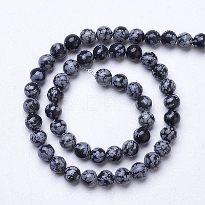 Natural Snowflake Obsidian Beads Strands G-D855-11-8mm-1