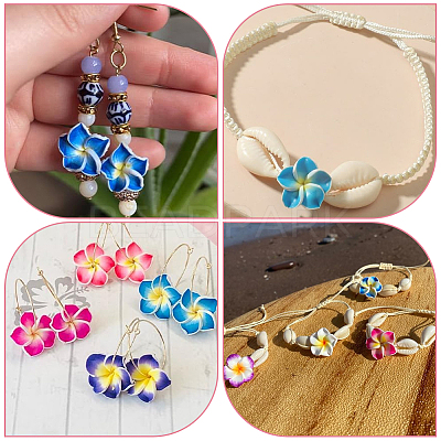 100Pcs Handmade Polymer Clay 3D Flower Plumeria Beads CLAY-SC0002-48A-1