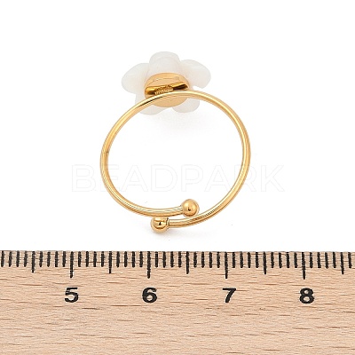 304 Stainless Steel Shell Ring RJEW-D305-05G-1