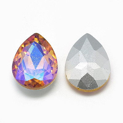 Pointed Back Glass Rhinestone Cabochons RGLA-T017-13x18mm-08-1