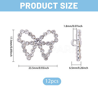 12Pcs 1-Hole Alloy Glass Shank Buttons BUTT-CA0001-35-1
