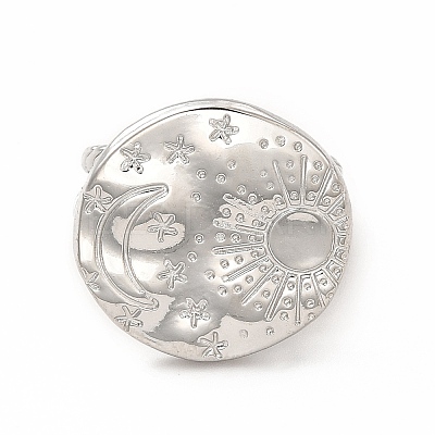 Non-Tarnish 304 Stainless Steel Sun & Moon Planet Open Cuff Ring for Women RJEW-B027-20P-1