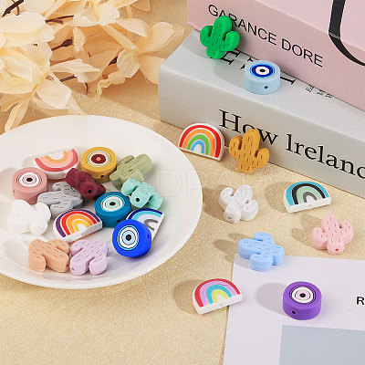 24Pcs 24 Styles Silicone Focal Beads SIL-CA0002-84-1