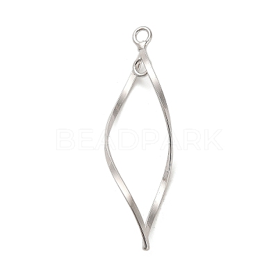 925 Sterling Silver Twisted Leaf Outline Connector Charms STER-R010-01P-1