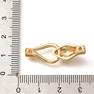 Brass Micro Pave Cubic Zirconia Hook Clasps KK-C085-07G-1