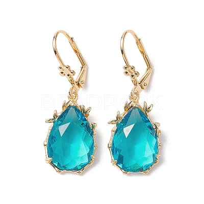 Glass Leverback Earring EJEW-C077-02KCG-02-1