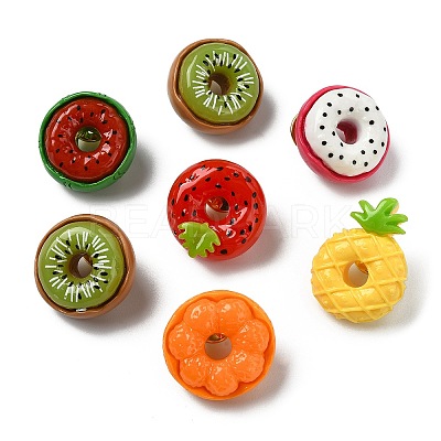 12Pcs 6 Styles Fruit Doughnut Resin Brooches JEWB-CJ0003-08-1