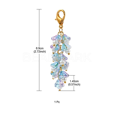 Trumpet Flower Glass Pendant Decorations HJEW-YW0001-02E-1