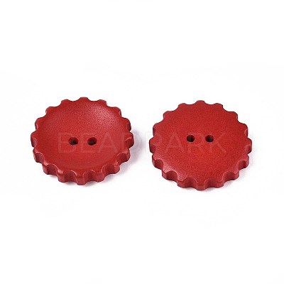 Spray Painted Natural Wood Buttons WOOD-T032-34D-1