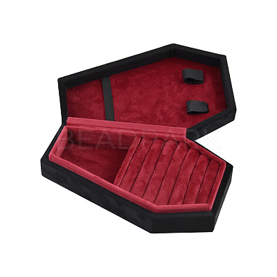 Coffin Shaped Velvet Jewelry Storage Boxes DARK-PW0001-041-1