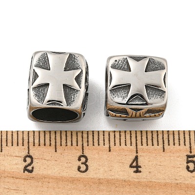 316 Surgical Stainless Steel with Rhinestone Large Hole Cube Beads STAS-Q326-08AS-02-1