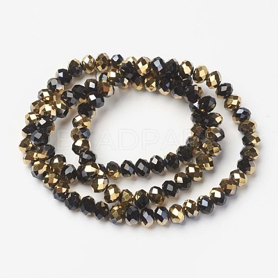 Electroplate Opaque Glass Beads Strands EGLA-A034-P6mm-O-1