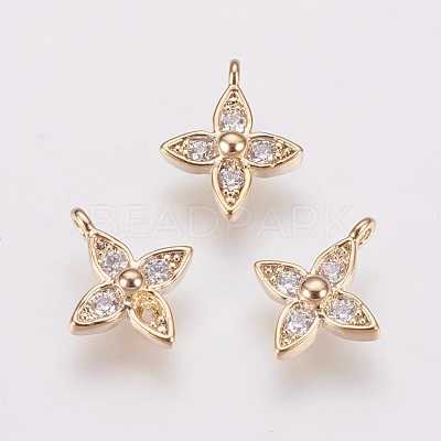 Brass Micro Pave Cubic Zirconia Charms X-ZIRC-F081-13G-1