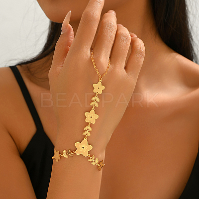 Vintage Flower Brass Link Ring Bracelets XK9574-2-1