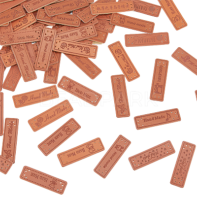 120Pcs 12 Style PU Leather Label Tags PATC-HY0001-08-1