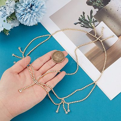 Brass Rhinestone Bridal Headbands for Women OHAR-WH20014-003G-1