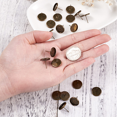 Brass Ear Studs Settings X-IFIN-Q005-AB-1