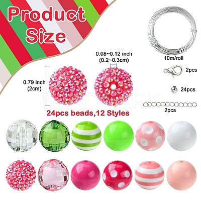 DIY Round Acrylic & Striped Resin Beads Pendants Making Kits DIY-YW0010-21A-1